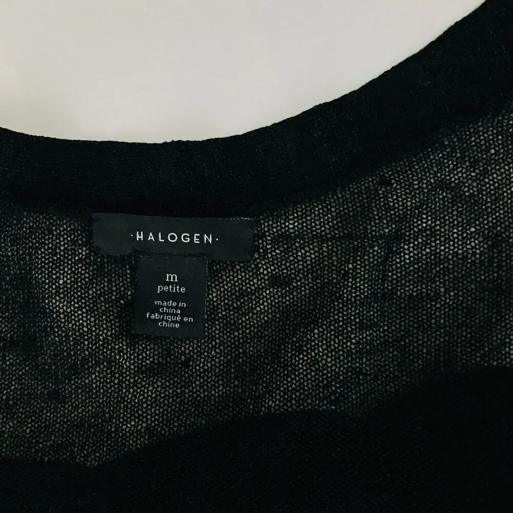 Halogen Women's MP Cardigan Sweater Black Open Side Slit Lightweight Flaw CF16